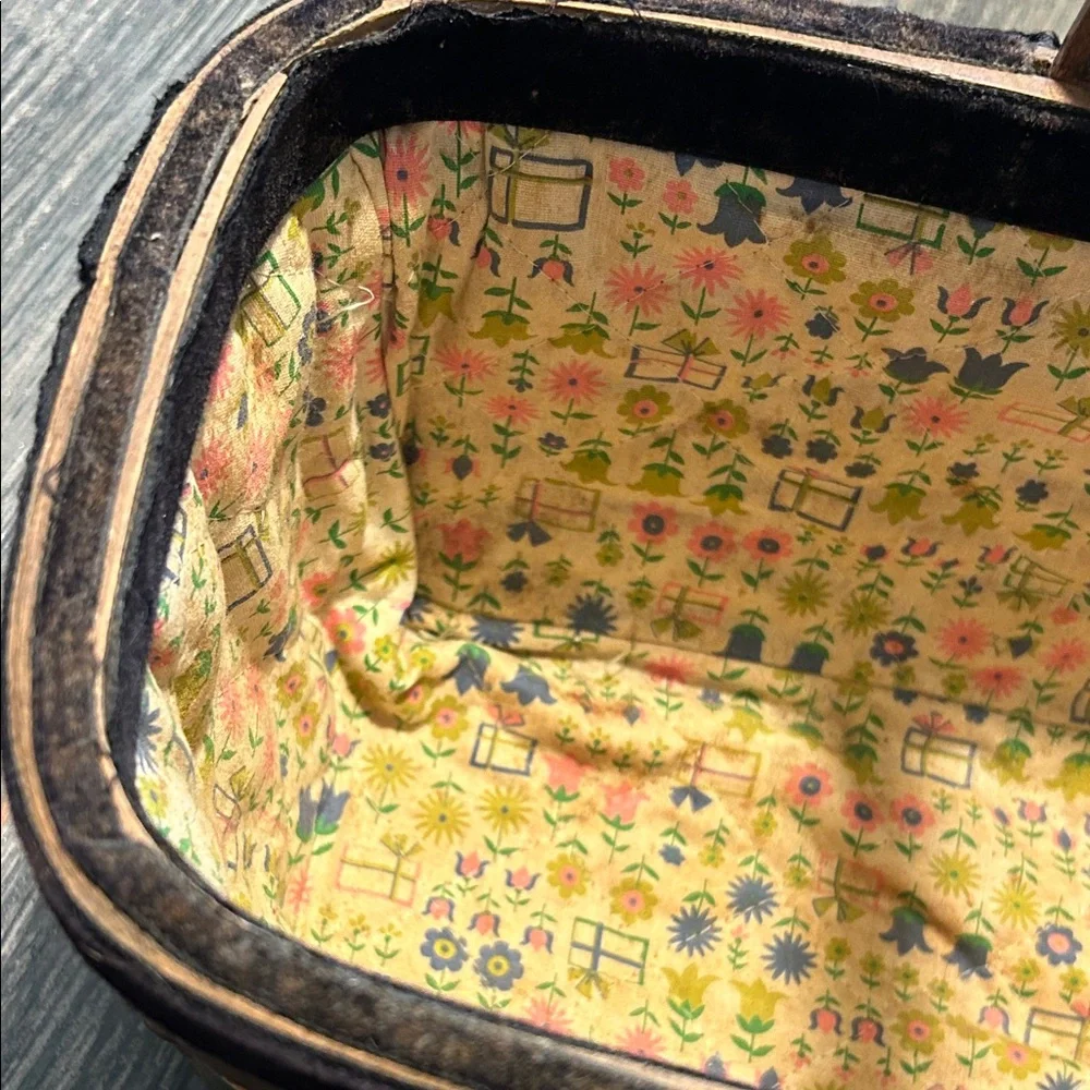 Handcrafted  Caro Nan Village Scene Basket repurposed
